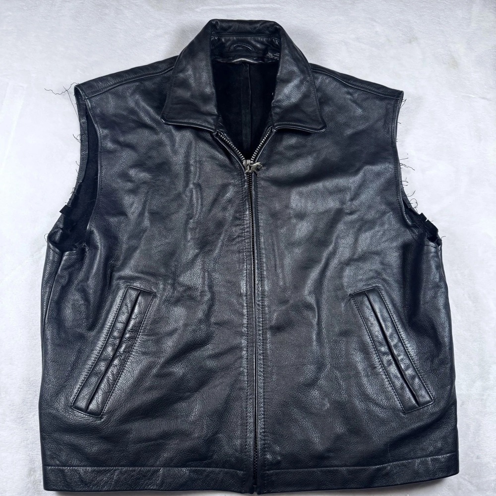 Vintage Camel Cigarettes Leather Vest Mens Large Black Zip Front 1986‎ RJRT 80s